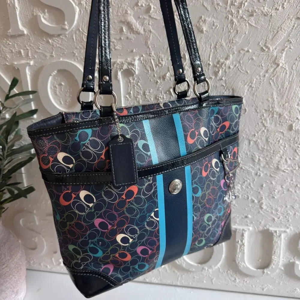 Coach Purse Chelsea Heritage Signature C Colorful Tote F15139